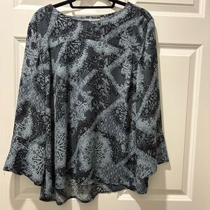 Elegant Black and Light Blue Patterned Skirt